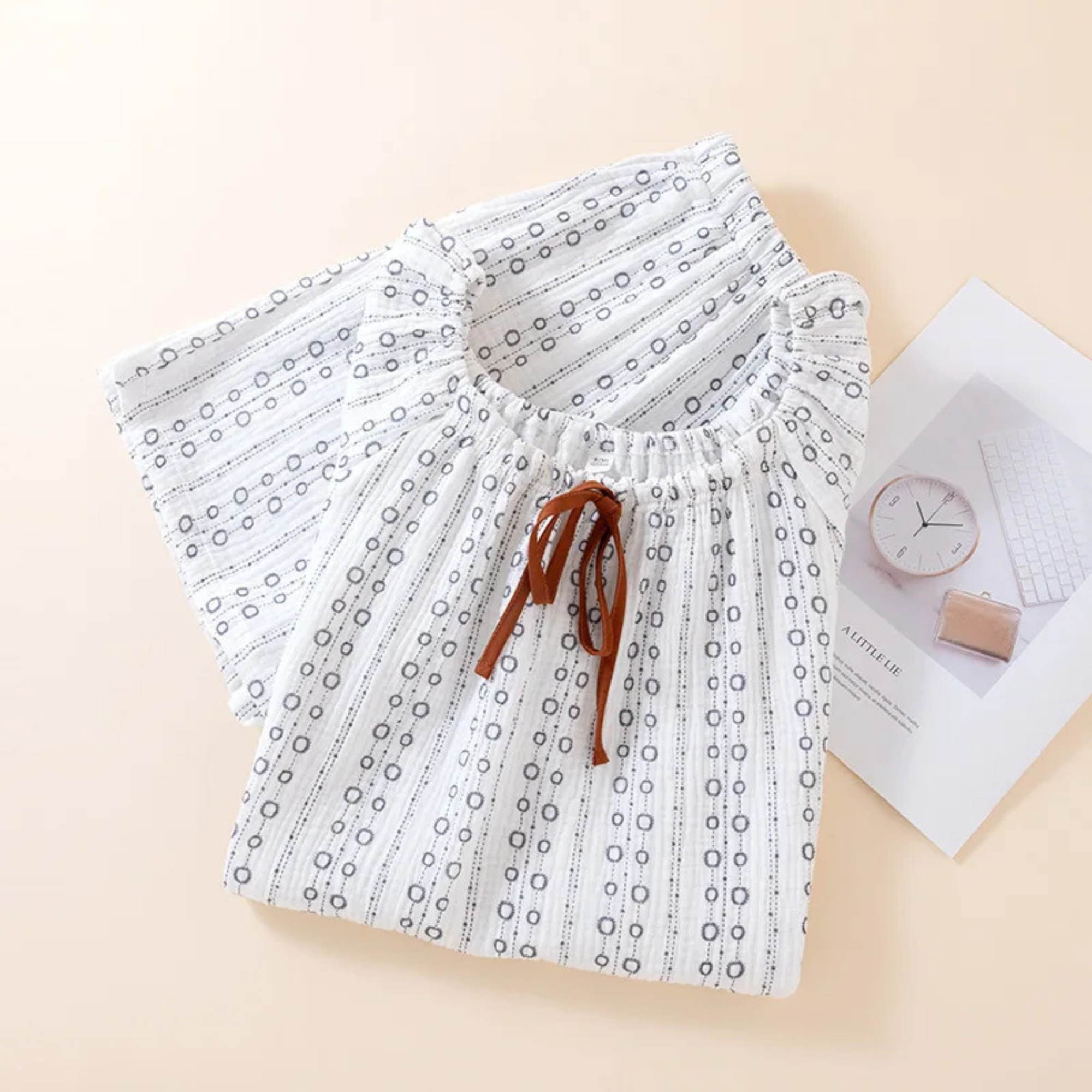 Floral Patterned Gauze Loungewear Dress
