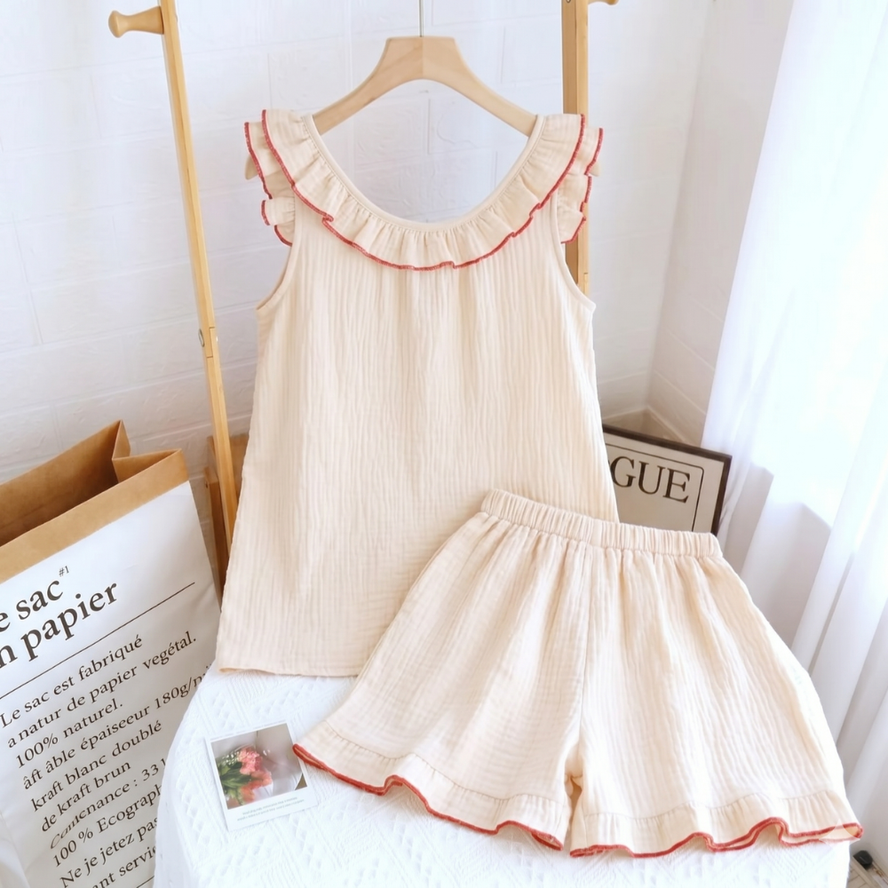 2 Piece Summer Loungewear Set With Floral Print And Loose Shorts For Women