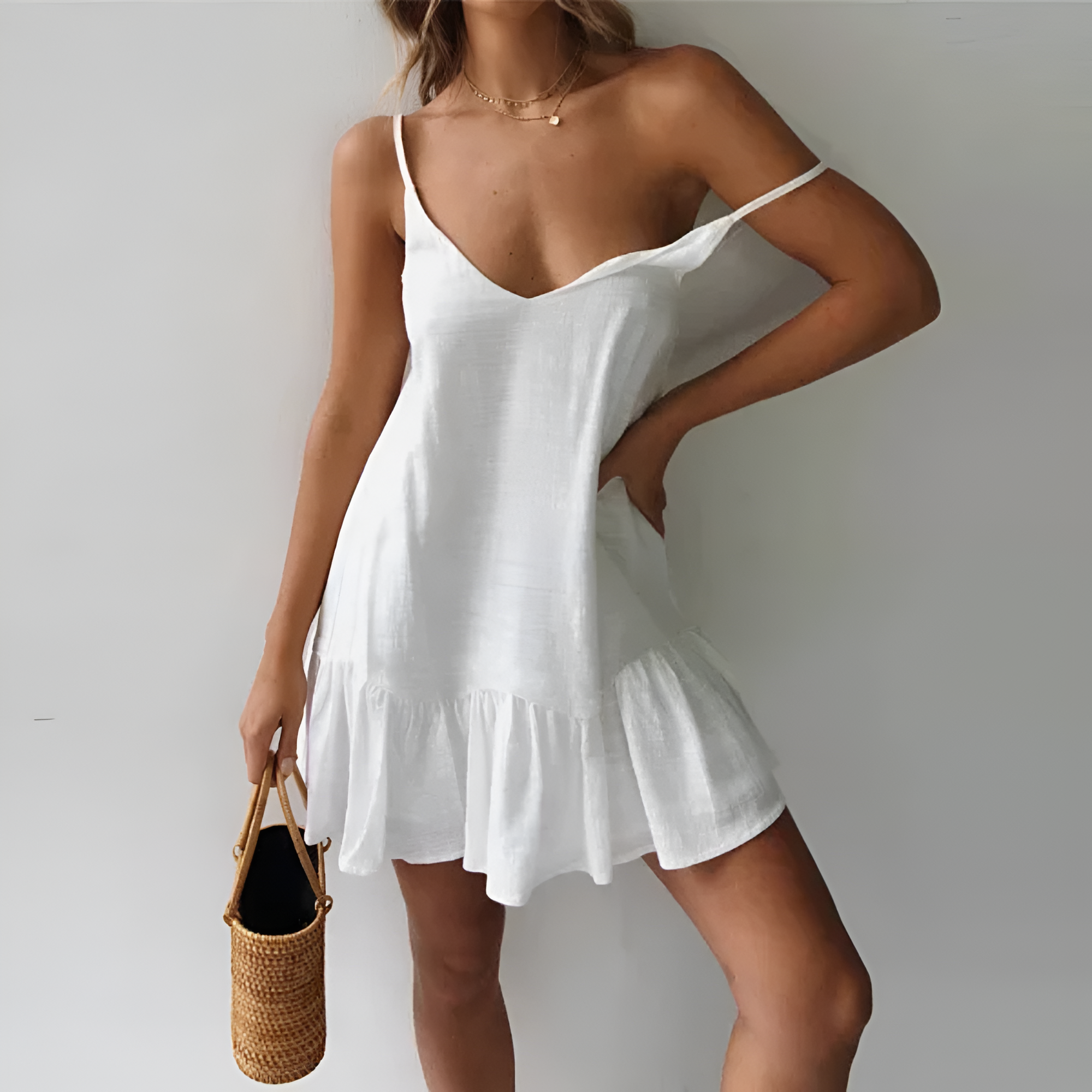 Spaghetti Strap Ruffle Summer Mini Sundress For Women