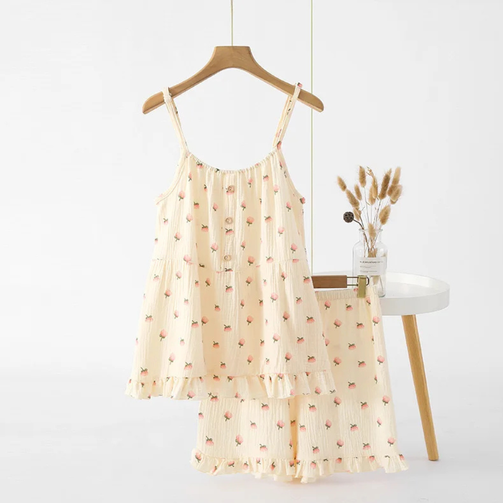 Vintage Landscape Print Sleeveless Lounge Set