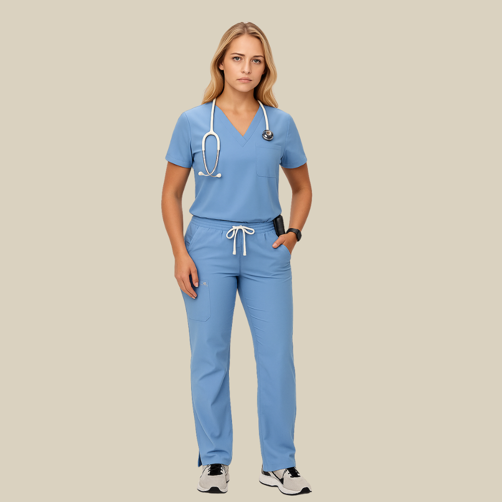 Professional Scrub Set For Women With One Pocket Top And Cargo Pants