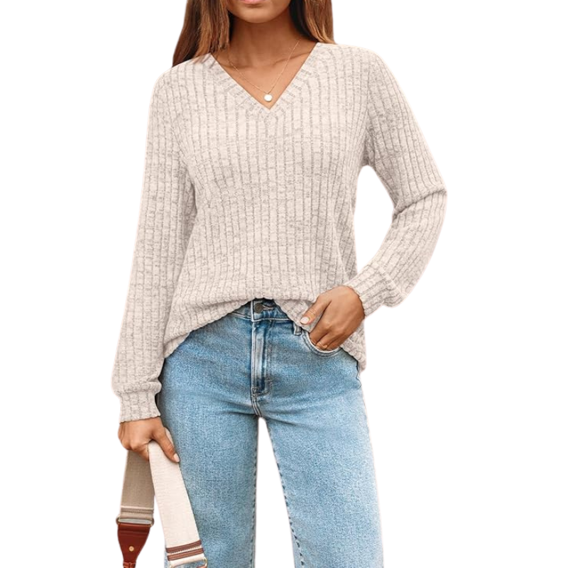 Womens V Neck Long Sleeve Shirt Fall Fashion Tops