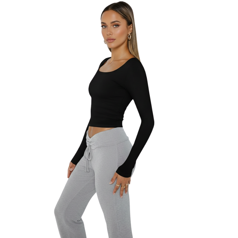 Womens Long Sleeve Shirts Crop Tops Fall Fashion