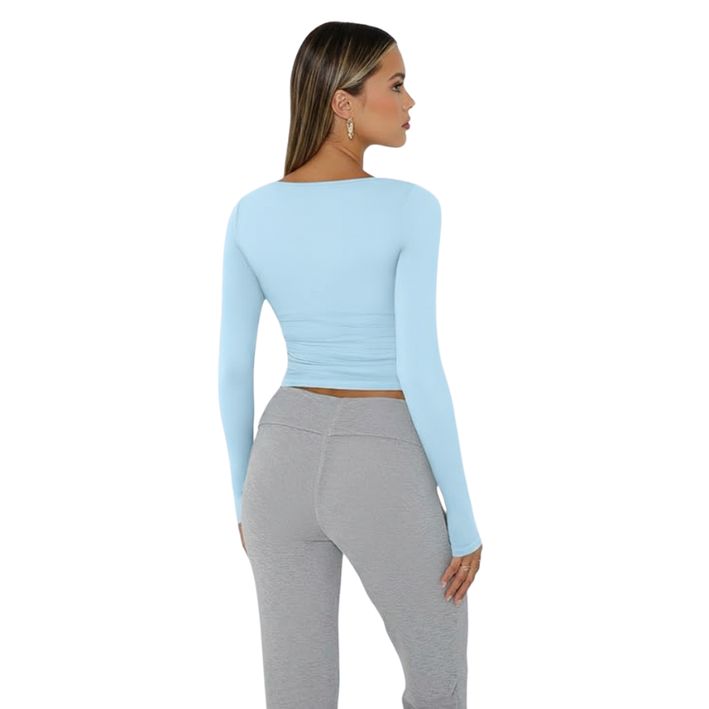 Womens Long Sleeve Shirts Crop Tops Fall Fashion