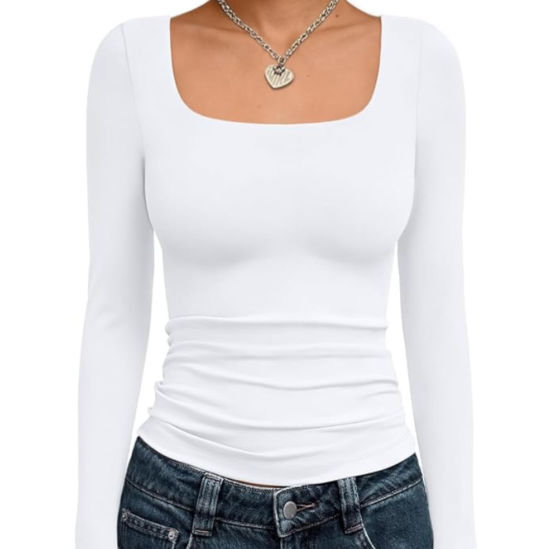 Womens Long Sleeve Shirts Crop Tops Fall Fashion