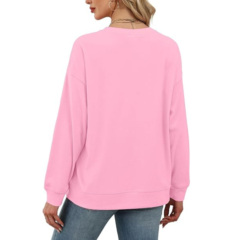 Womens Crew Neck Sweatshirt Loose Pullover Long Sleeve Shirts