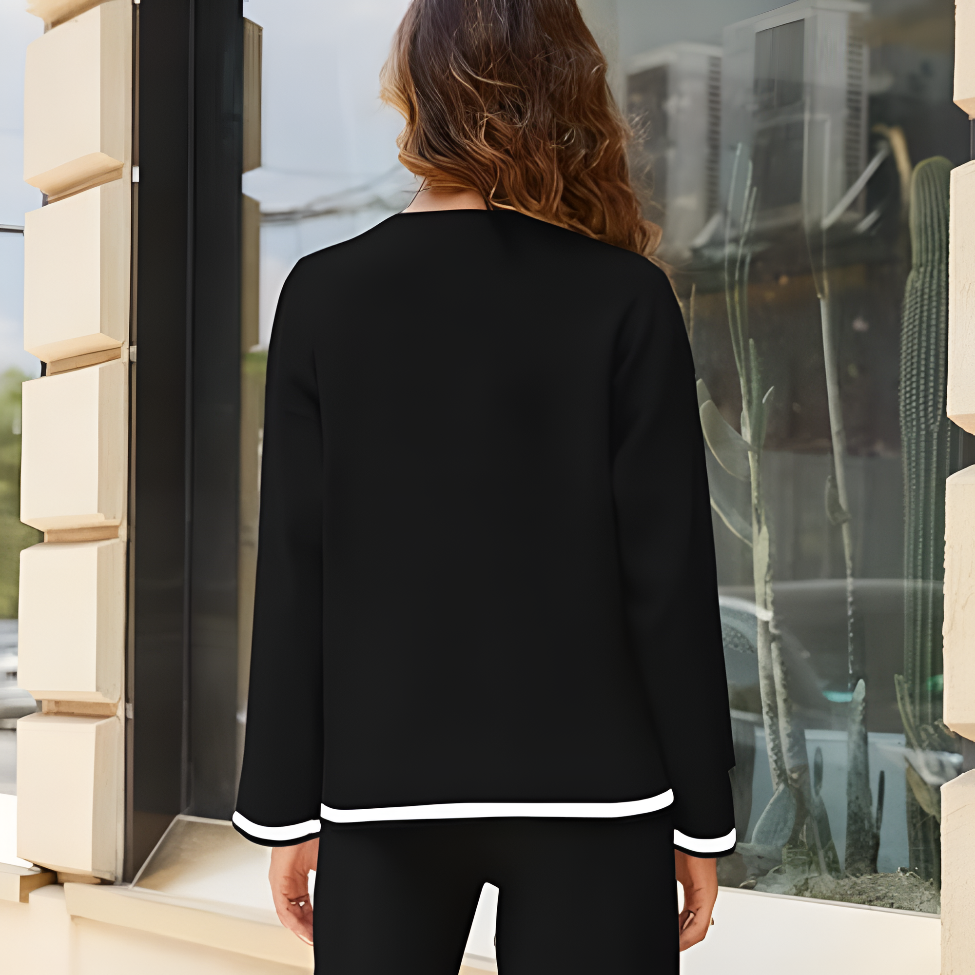 Two Piece Long Sleeve Knit Sweater And Wide Fit Pants Set