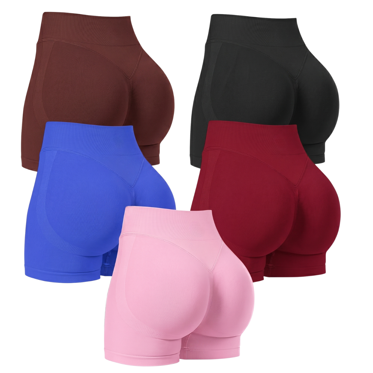 Pack Of 5 Comfortable And Seamless Stretchable Fitness Shorts For Women