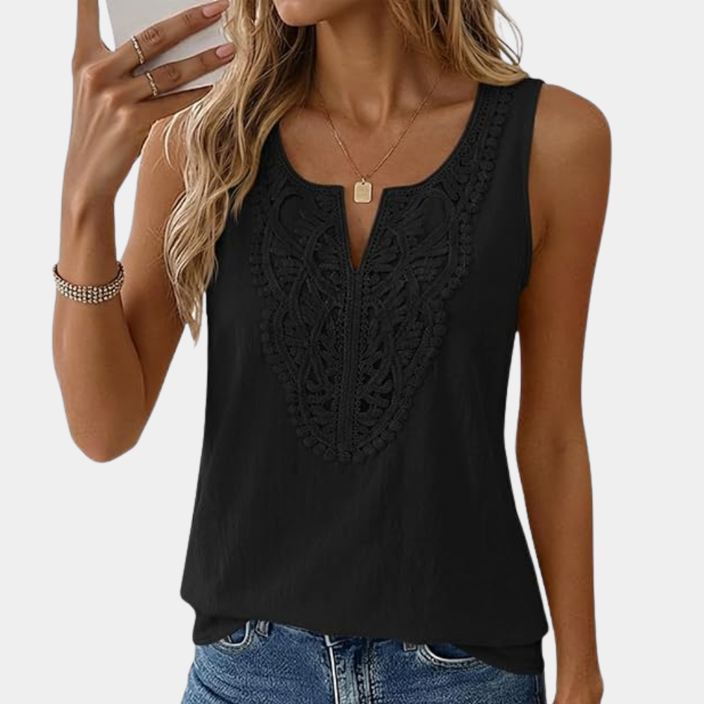 Sleeveless Embroidered Summer Blouse For Women