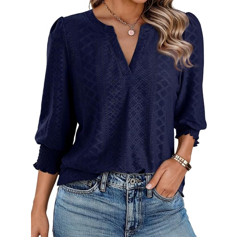 Open Stitch V Style Summer Casual Blouse For Women