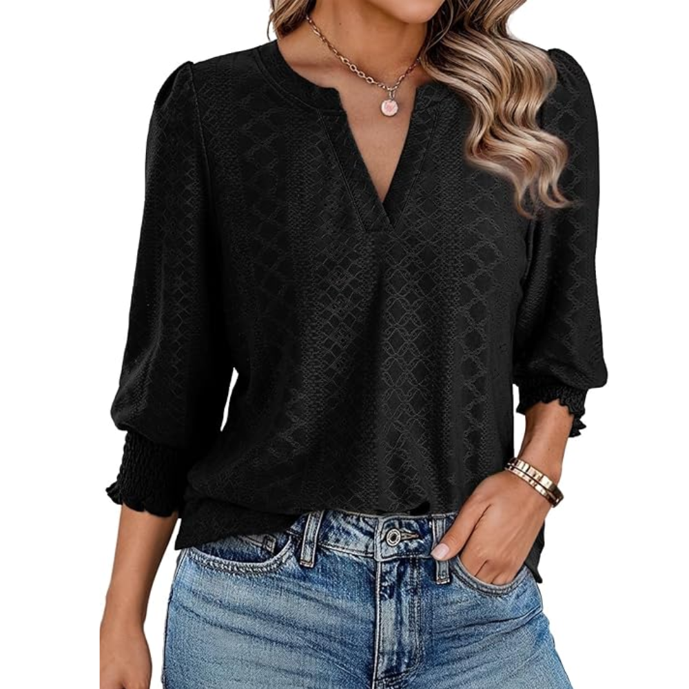 Open Stitch V Style Summer Casual Blouse For Women