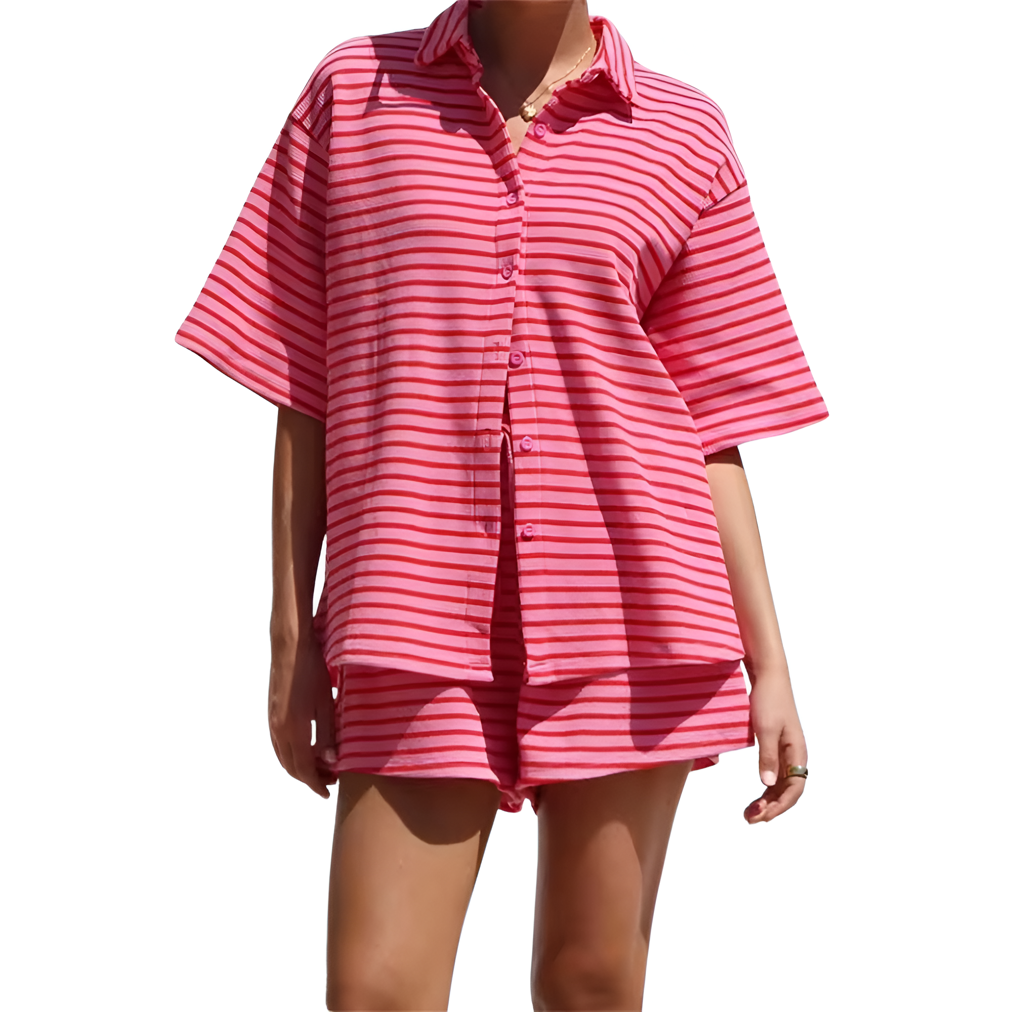 Casual Loose Short Sleeve Collared Lounge Set