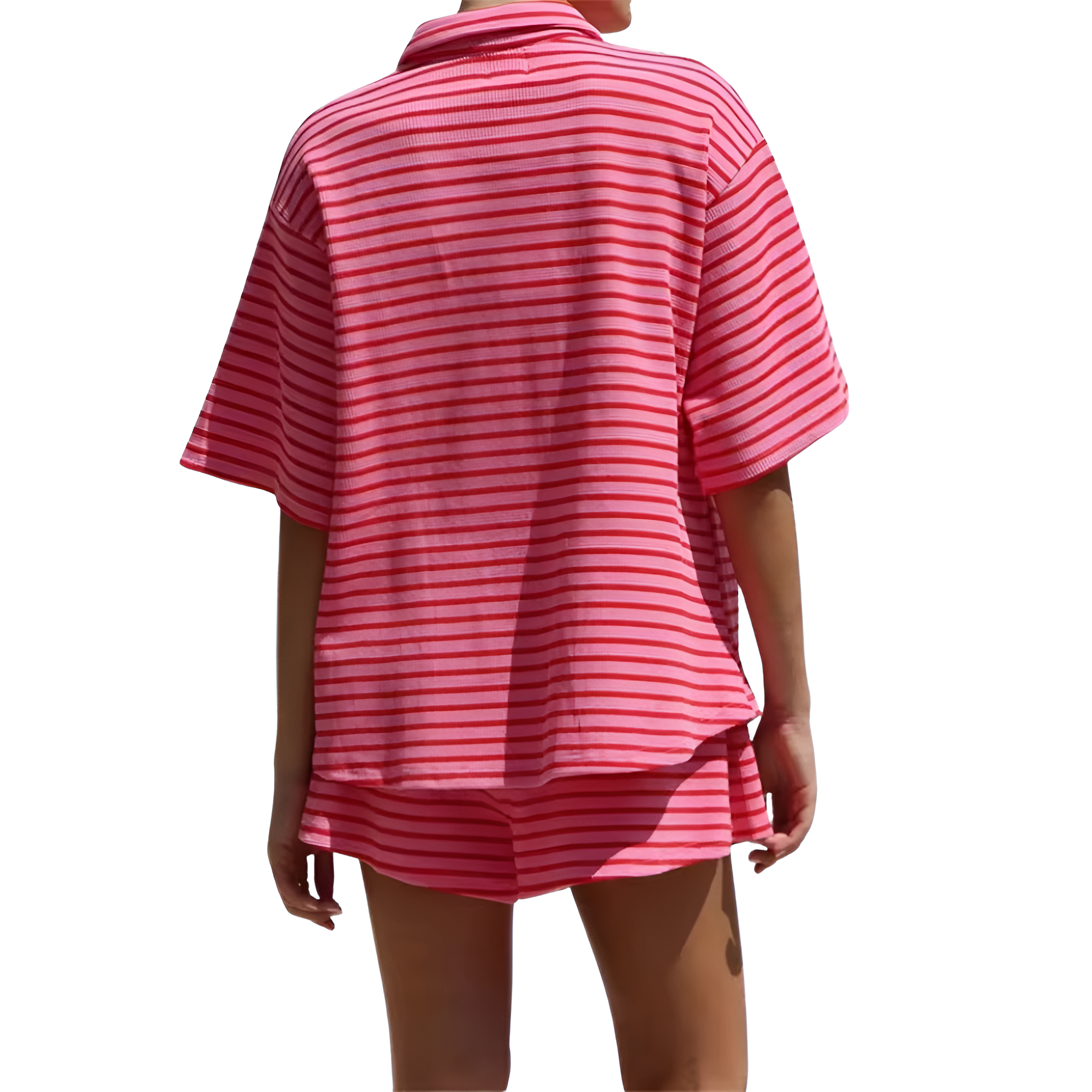 Casual Loose Short Sleeve Collared Lounge Set