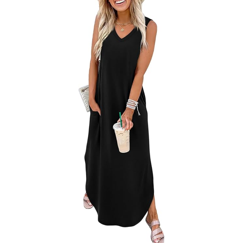 Summer Vacation Maxi Beach Sundress With Pockets