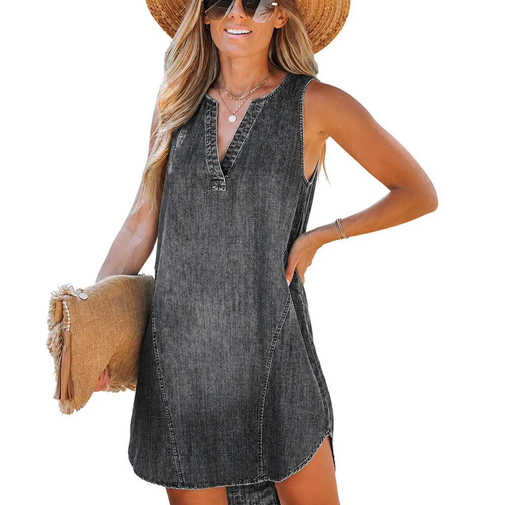Casual Sleeveless Denim Mini Summer Dress For Women
