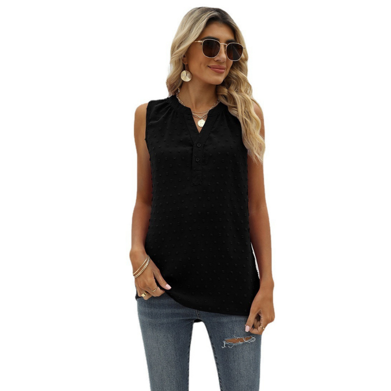 V Neck sleeveless Textured Blouse-My Comfy Blouse