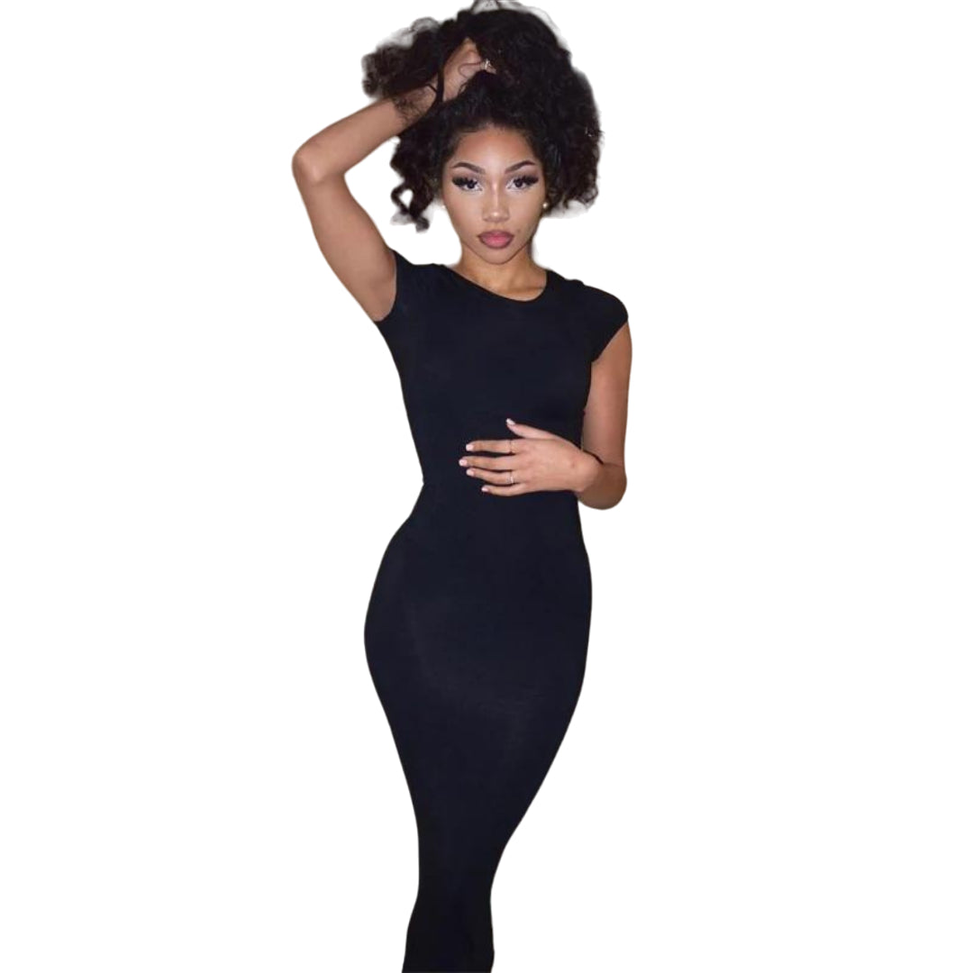 Casual Short Sleeve Midi Dress-My Comfy Blouse