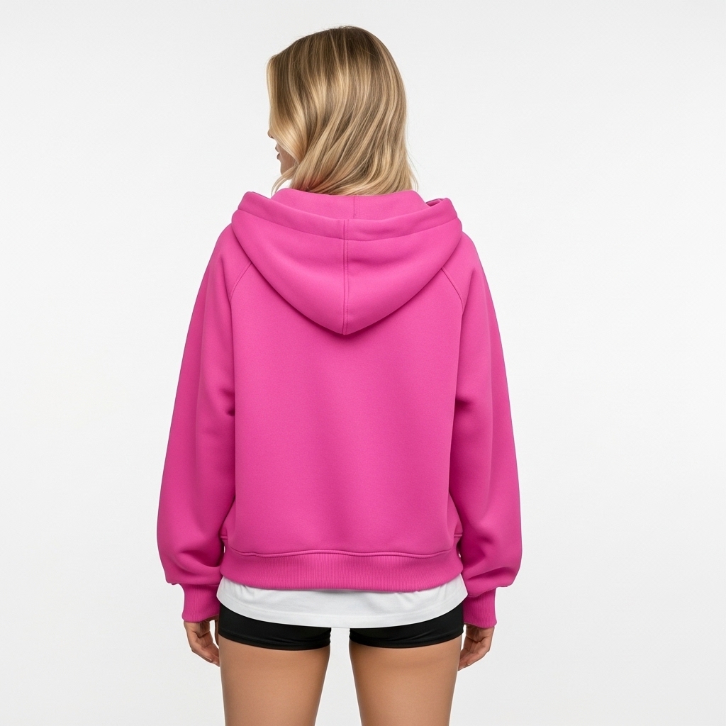 Half Zip Fleece Hoodie Sweatshirt With Oversized Fit Style For Women