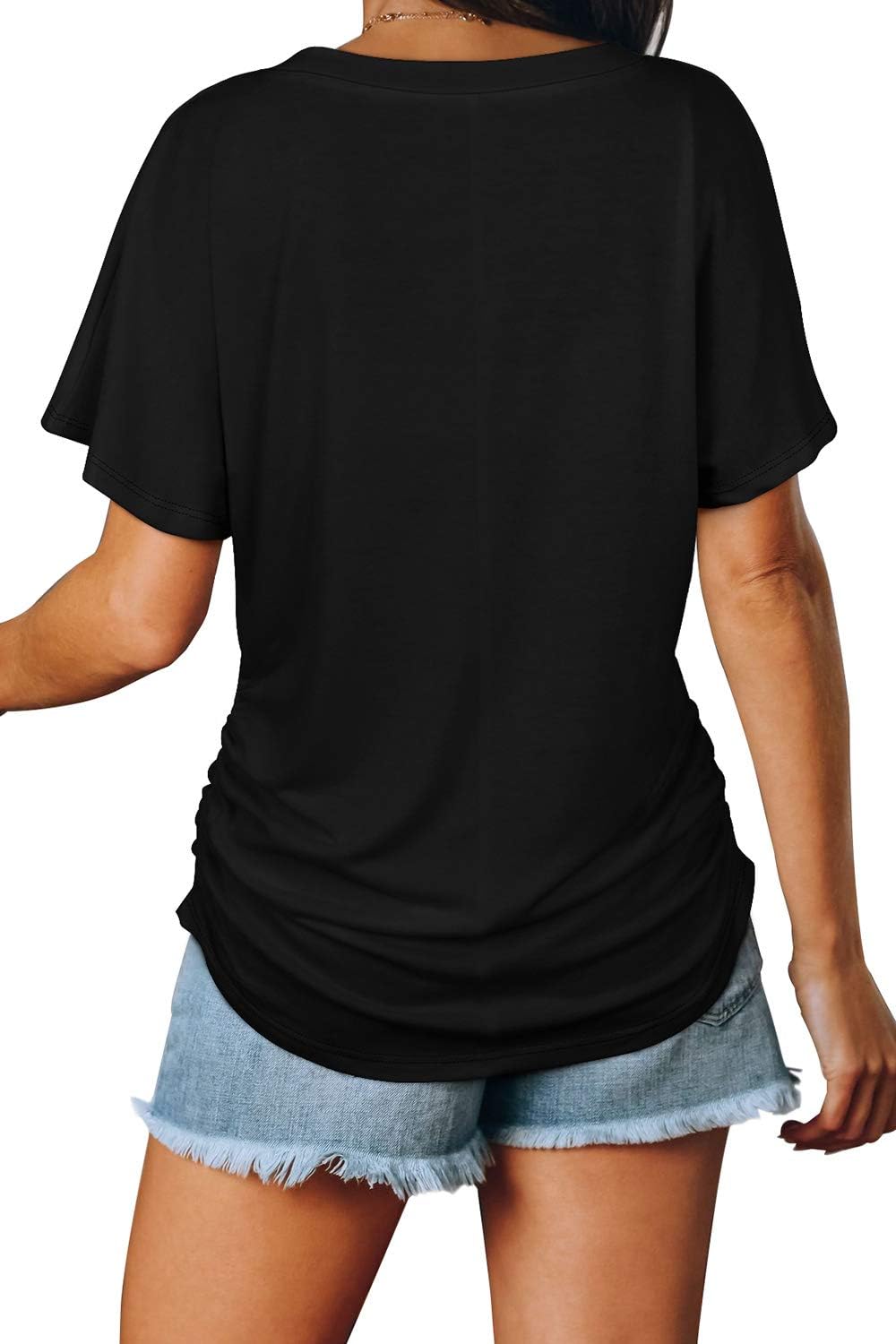 Short Sleeve Loose Top With V Dolman Design-My Comfy Blouse