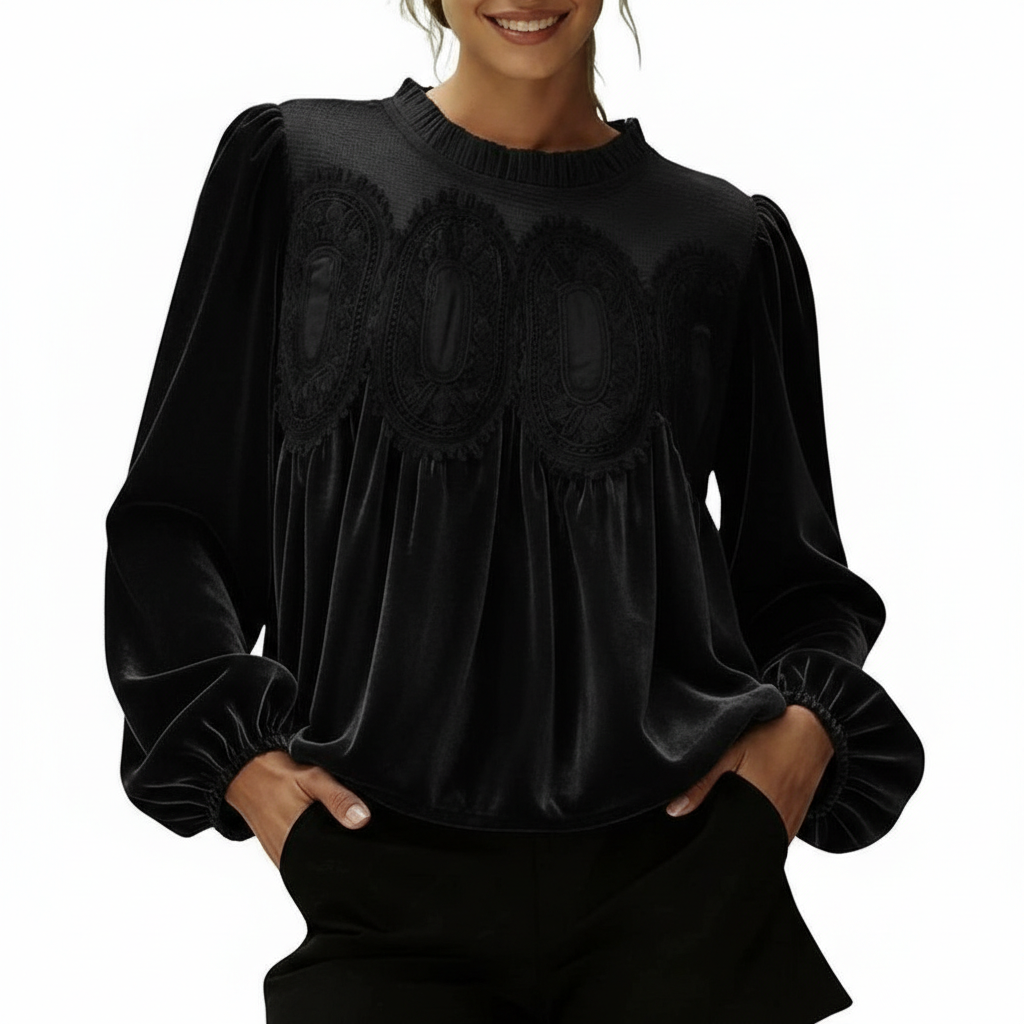 Flared Sleeve Lace Swing Blouse For Women