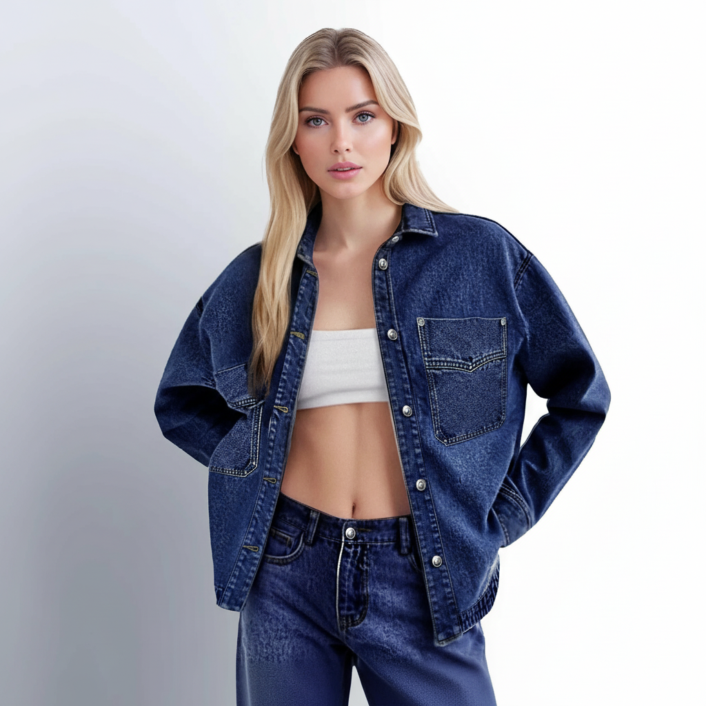 Casual Denim Jacket With Button Front Style