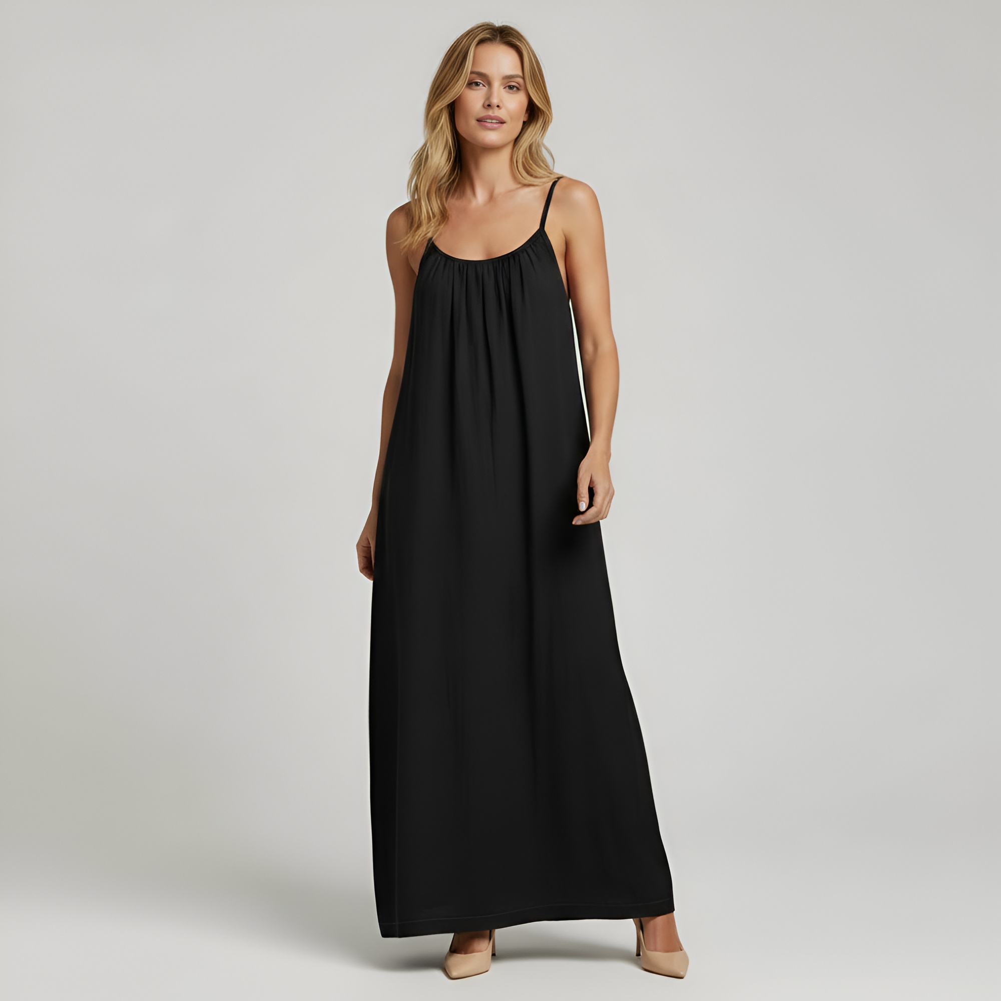 Backless Cami Maxi Dress With Adjustable Straps And Sleeveless Fit For Women
