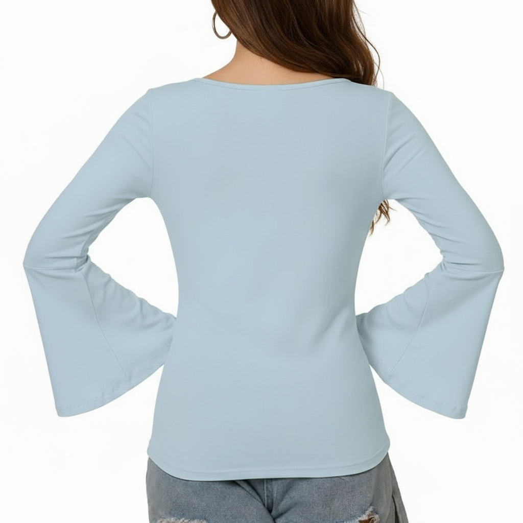 Semi Sheer Long Sleeve Blouse For Women 