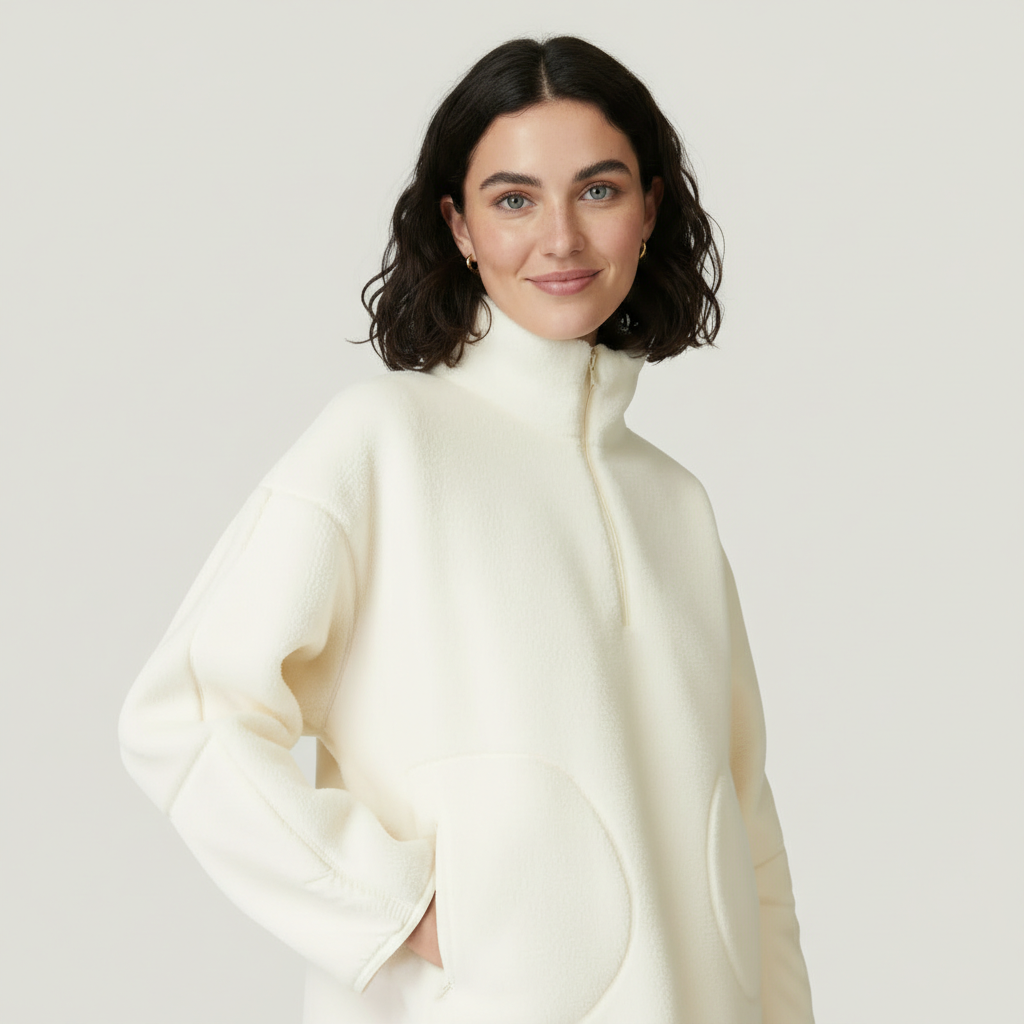 Plush Textured Half Zip Fleece Pullover