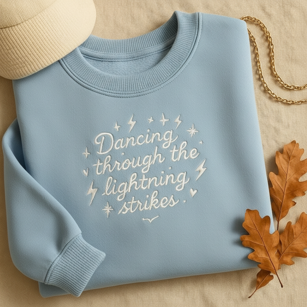 Dancing Through Lightning Strikes Embroidered Sweatshirt
