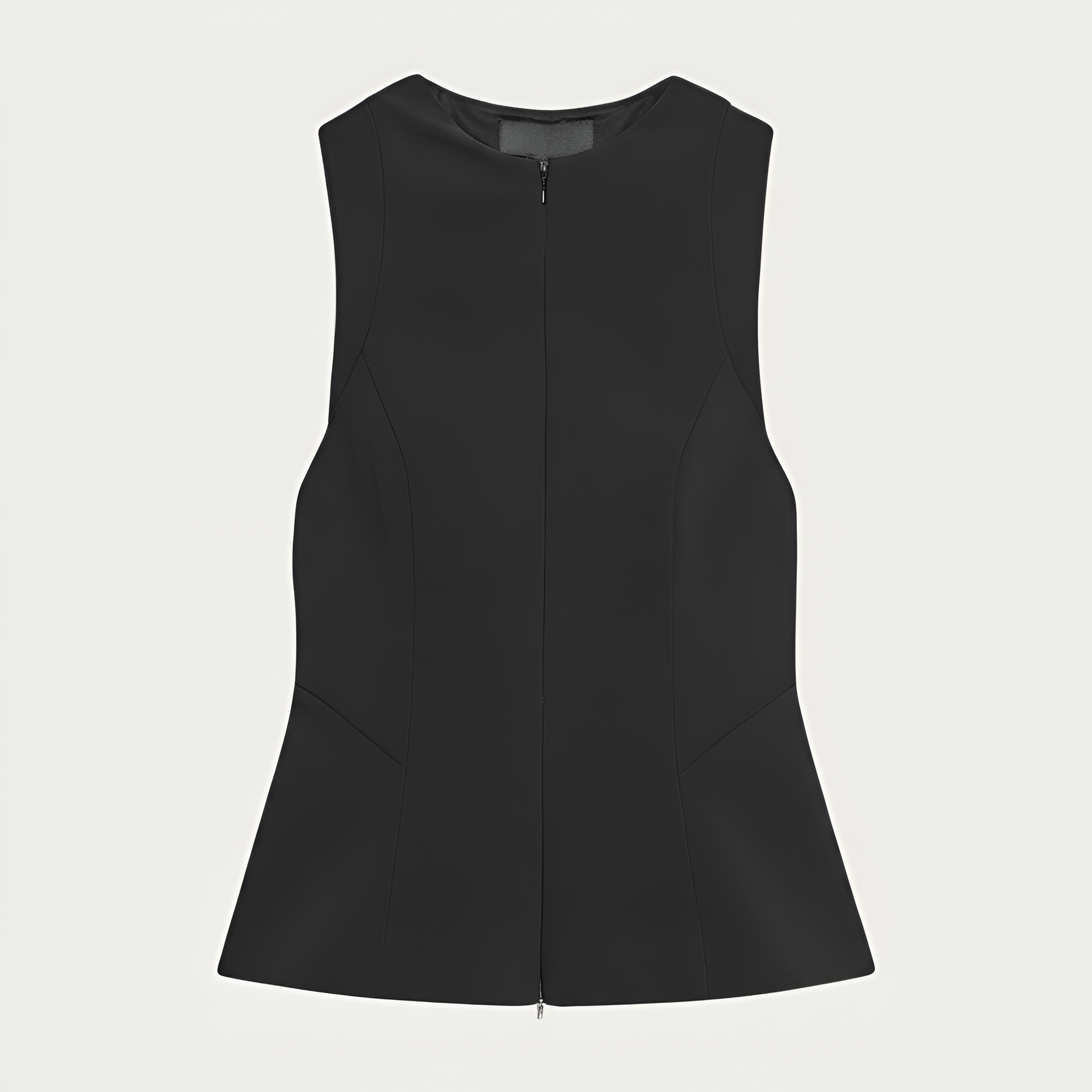 Fitted Sleeveless Zip Front Top With In Seam Zip Front Design