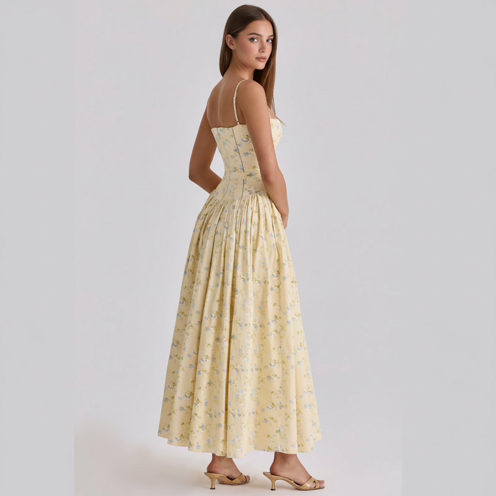 Floral Lemon Print Midi Sundress