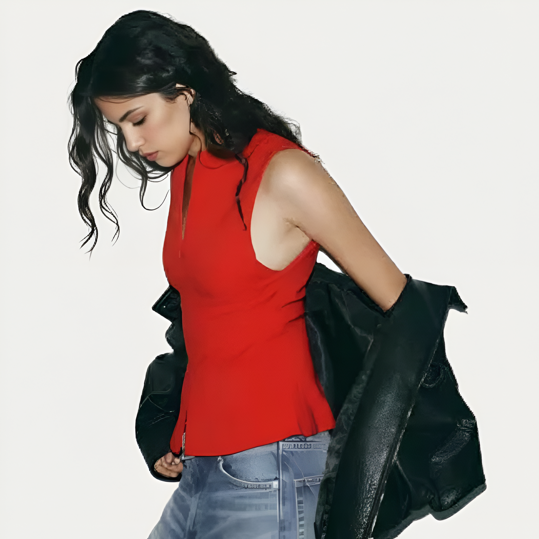 Fitted Sleeveless Zip Front Top With In Seam Zip Front Design