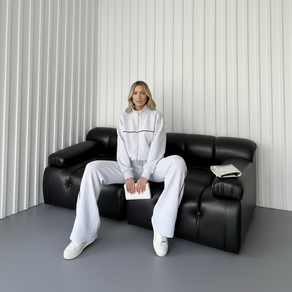 Zip Up Oversized Jogger Tracksuit Set-My Comfy Blouse