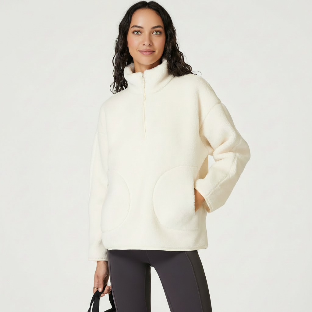 Plush Textured Half Zip Fleece Pullover