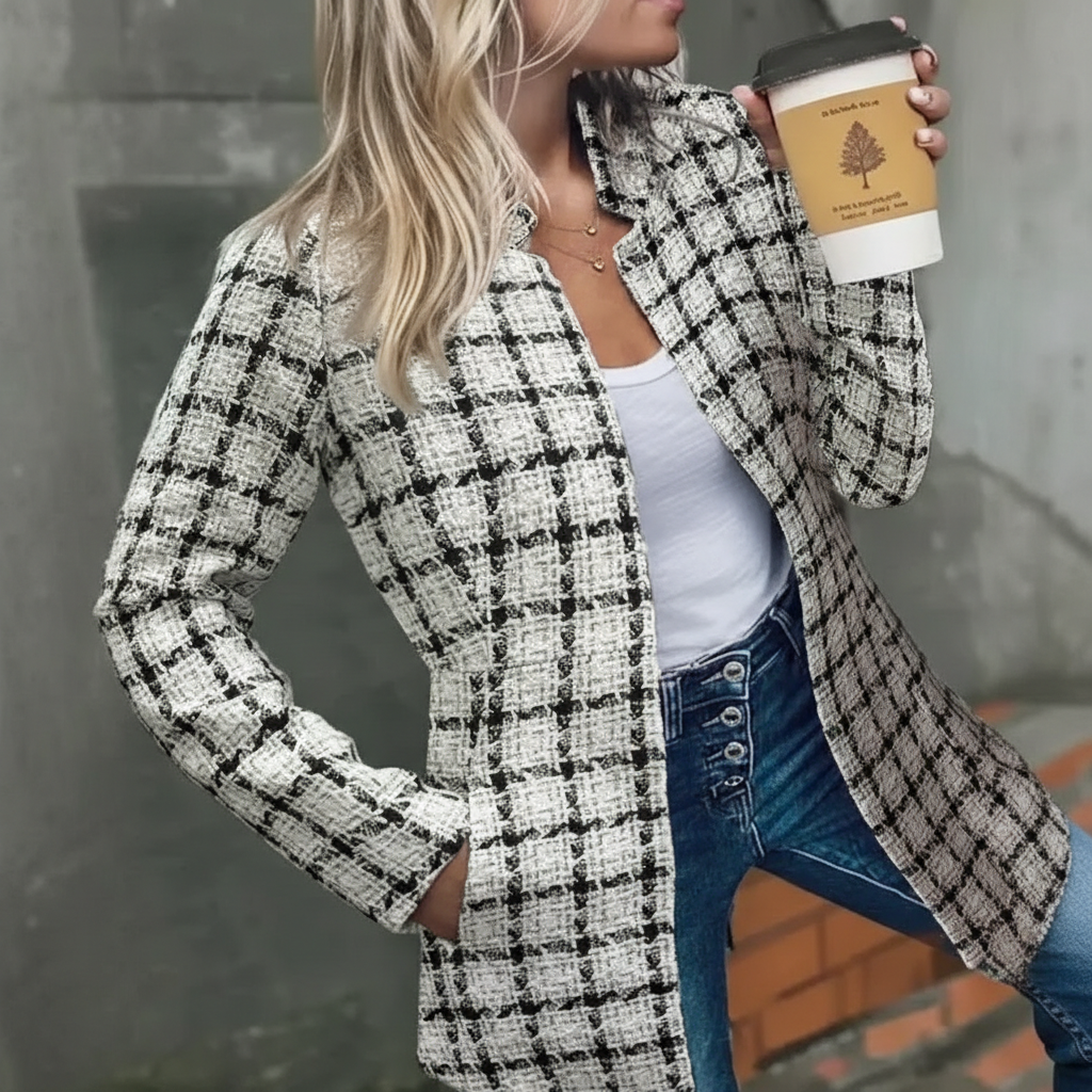 Women Solid Color Pocket Long Sleeve Open Front Coat