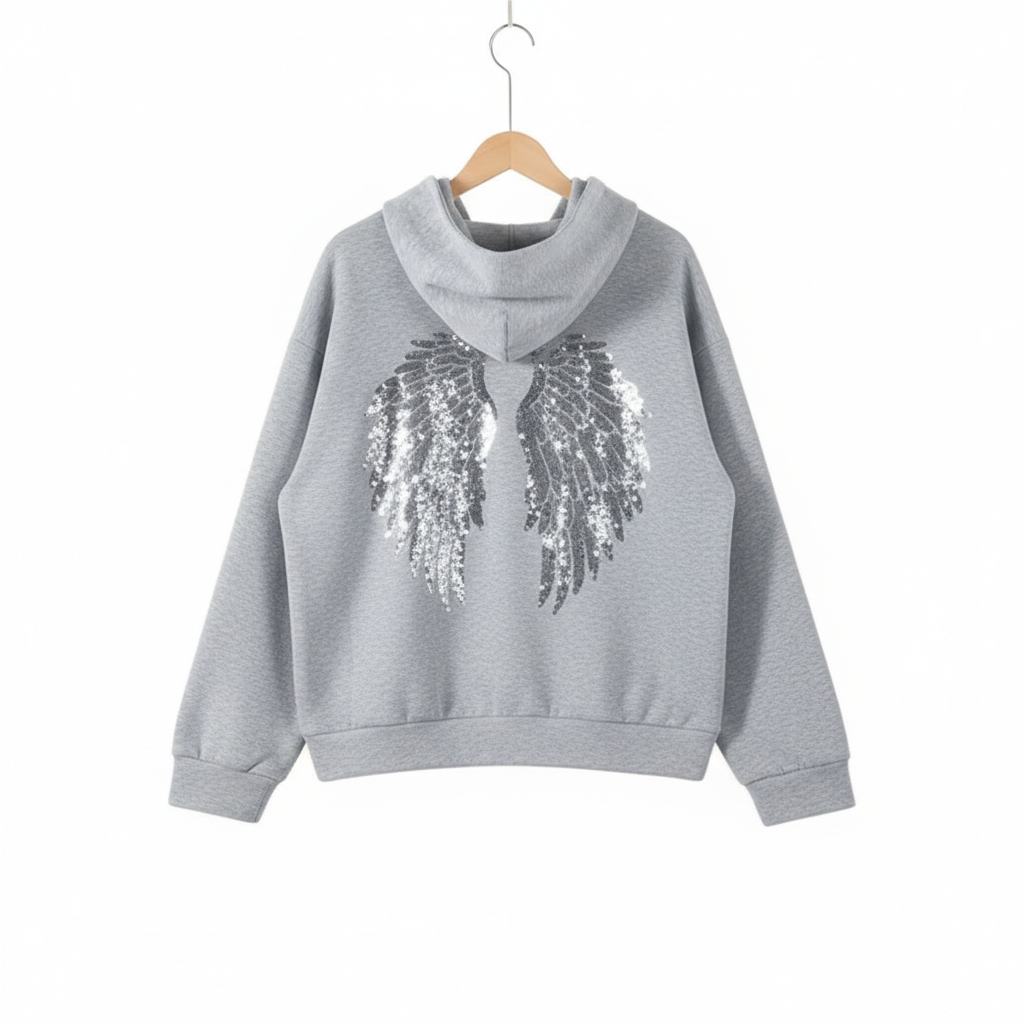 Sequin Graphic Angel Hoodie And Pants Set-My Comfy Blouse