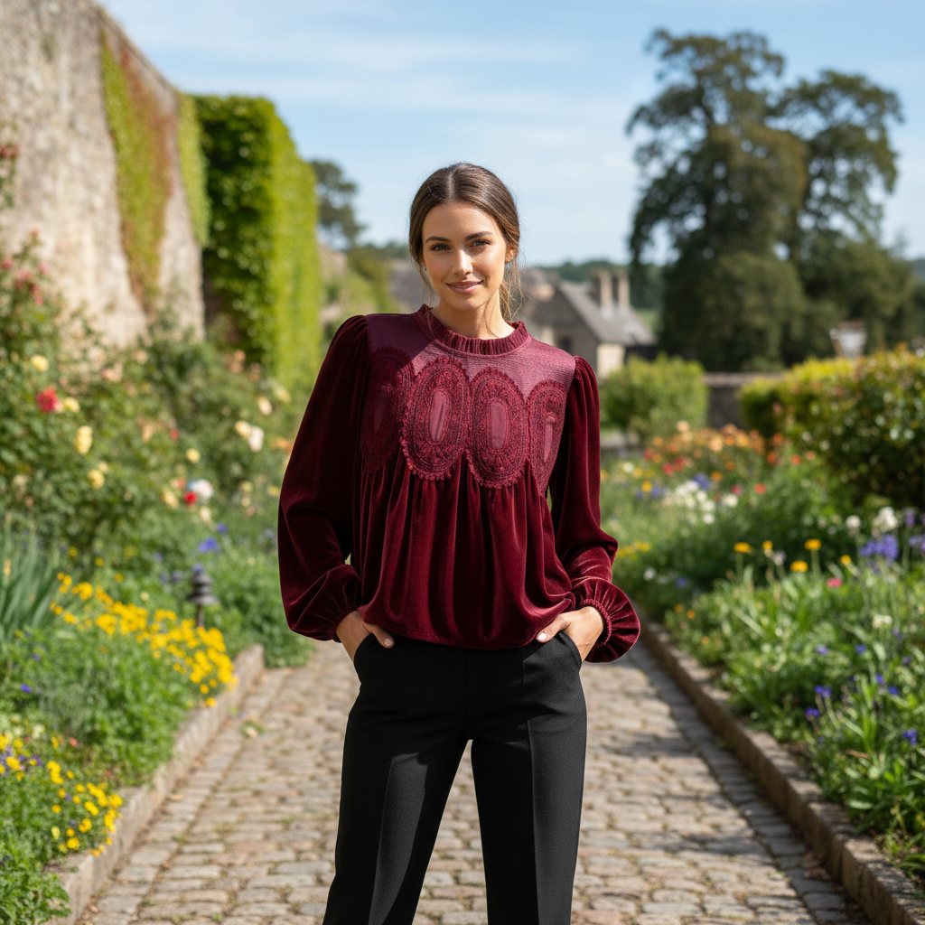 Flared Sleeve Lace Swing Blouse For Women