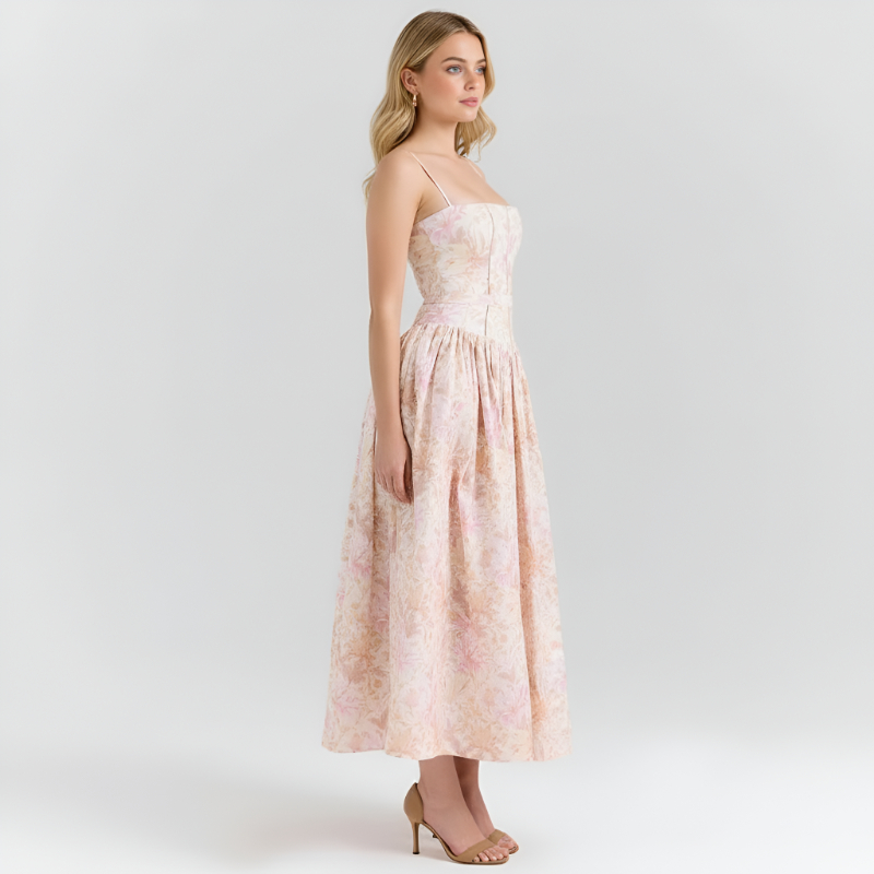 Floral Print Maxi Dress With Spaghetti Straps
