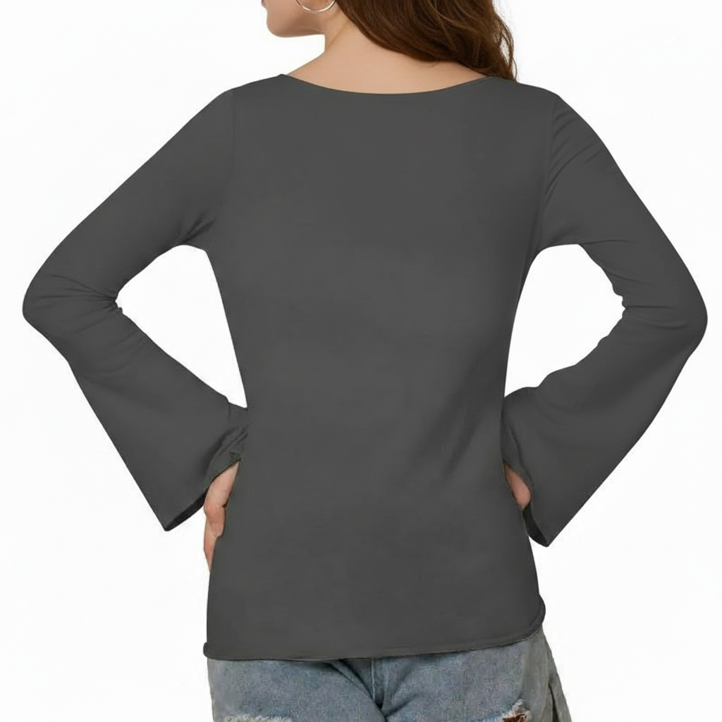 Semi Sheer Long Sleeve Blouse For Women 