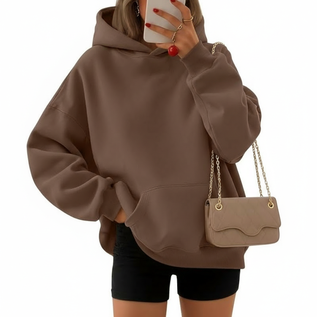 Oversized Fleece Hoodie With Pockets For Women