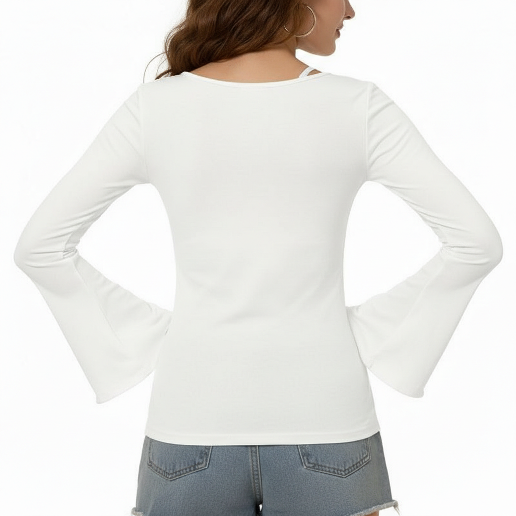 Semi Sheer Long Sleeve Blouse For Women 