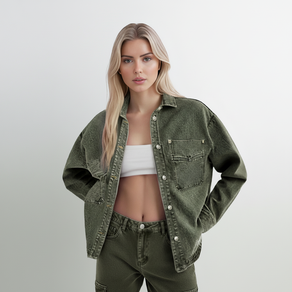 Casual Denim Jacket With Button Front Style