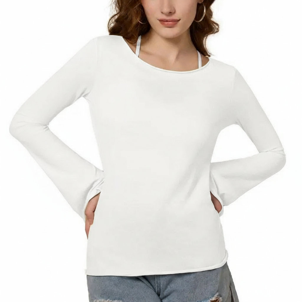 Semi Sheer Long Sleeve Blouse For Women 