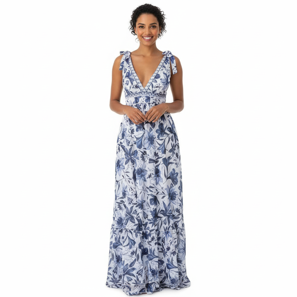  Strip Plant Prints One Piece Swimsuit and Skirt