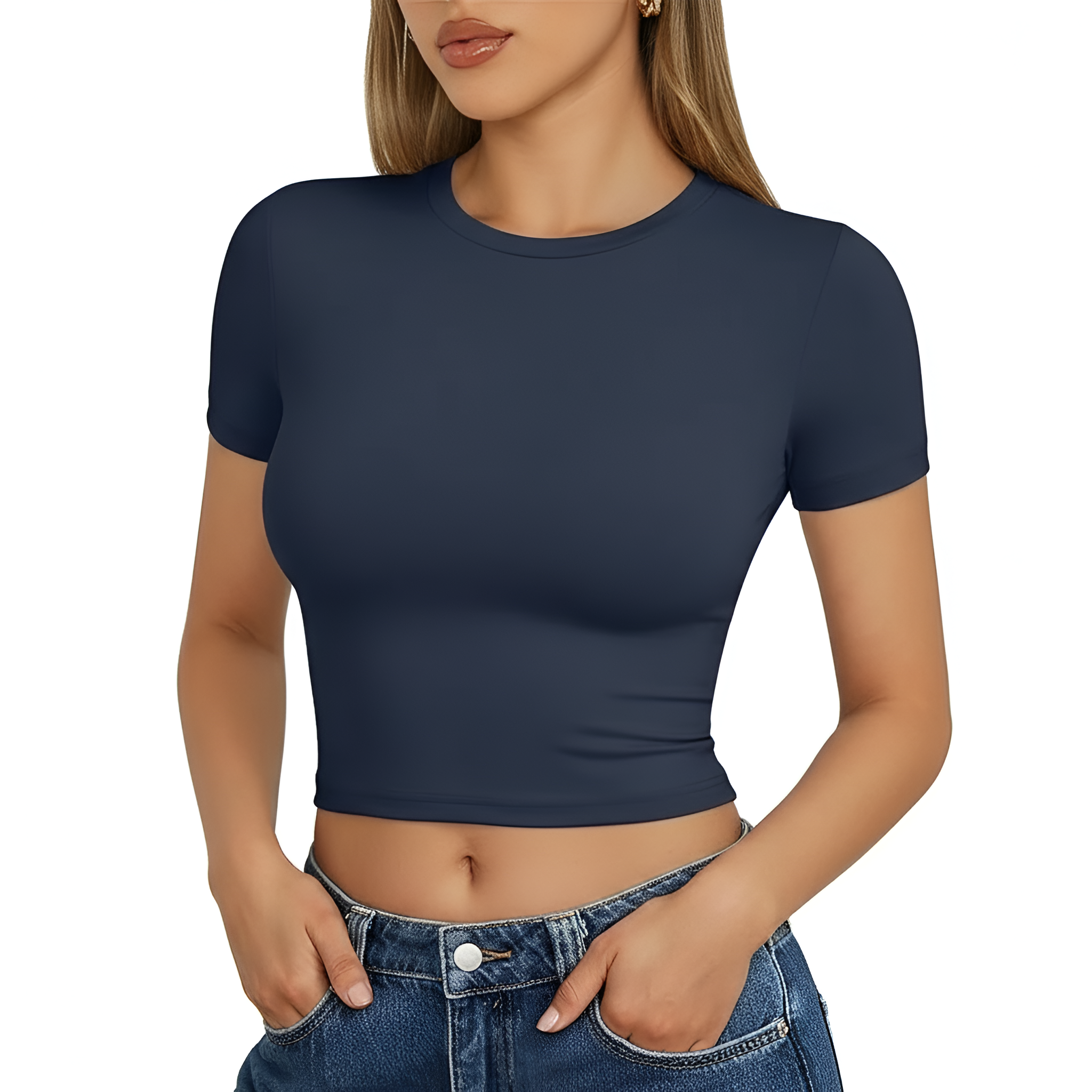 Short Sleeve Crop Top With Slim Fit Design For Workout For Women