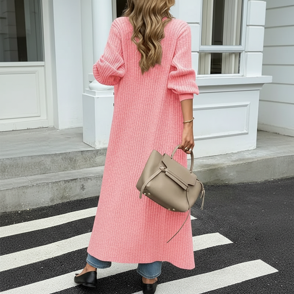 Long Sleeve Button Front Chunky Style Knit Cardigan Sweater Coat