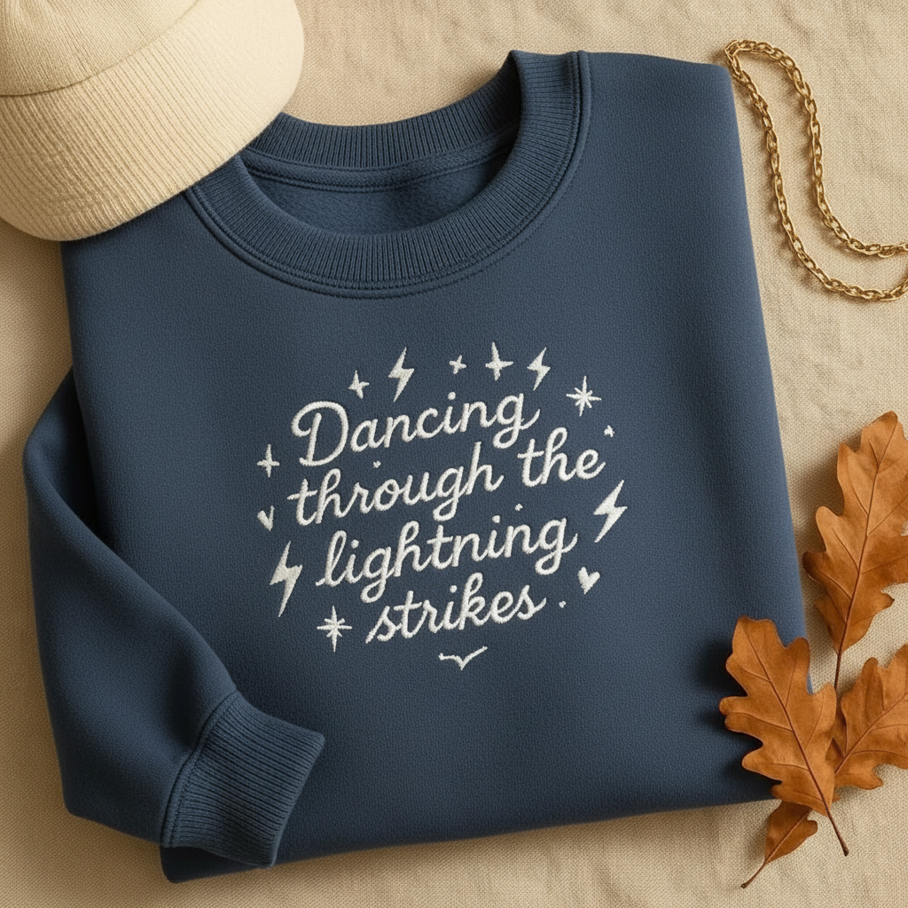 Dancing Through Lightning Strikes Embroidered Sweatshirt