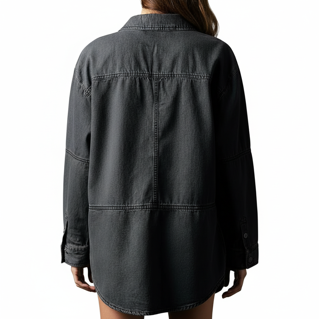 Casual Comfort Button V Neck Blouse Loose Fit Tops