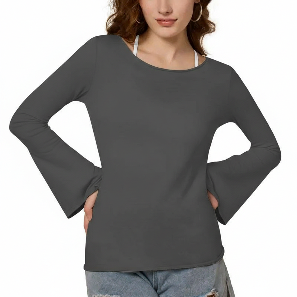 Semi Sheer Long Sleeve Blouse For Women 