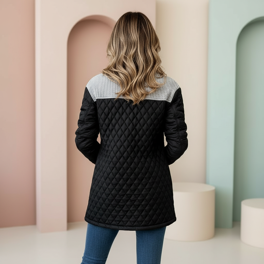 Casual Quilted Jacket With Stylish Details For Women